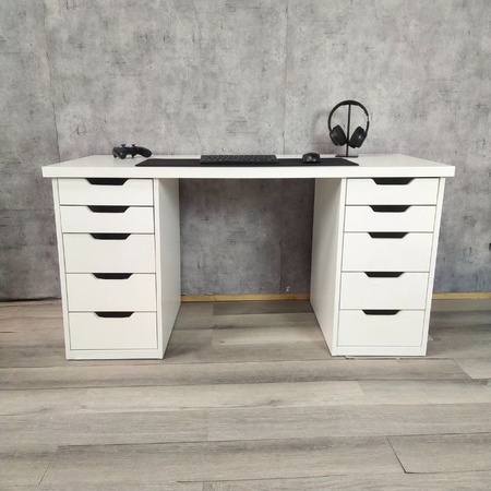 Bàn làm việc ngăn kéo trắng 2 bên