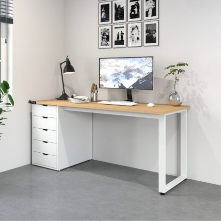 Bàn làm việc chân sắt trắng