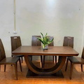 Bàn ăn Sồi chân cong, ghế lưng cao