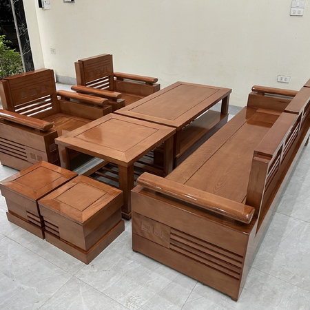 Bộ bàn ghế đối trứng to gỗ sồi
