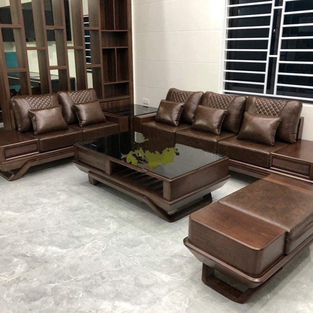 Bộ sofa chân thuyền gỗ bích