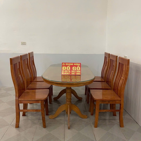 Bộ bàn ăn gỗ sồi bầu dục
