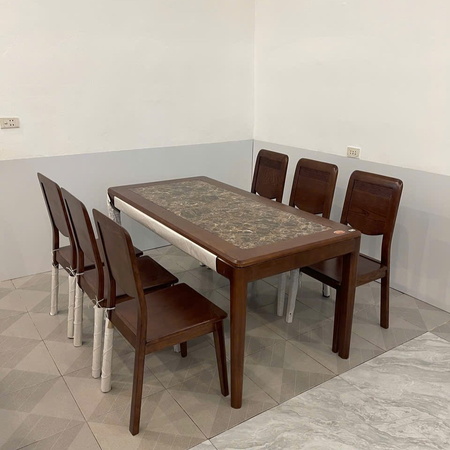 Bộ bàn ăn gỗ sồi mặt đá