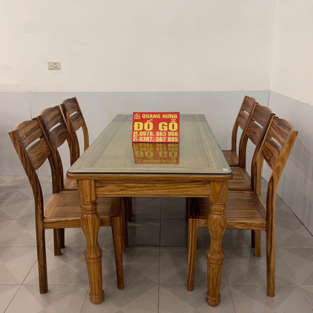 Bộ bàn ăn gỗ hương xám 6 ghế