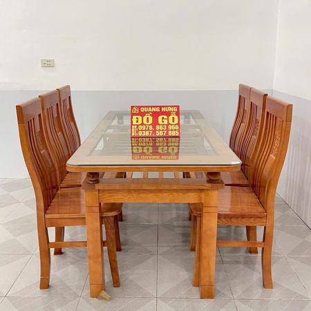 Bộ bàn ăn gỗ sồi 2 tầng