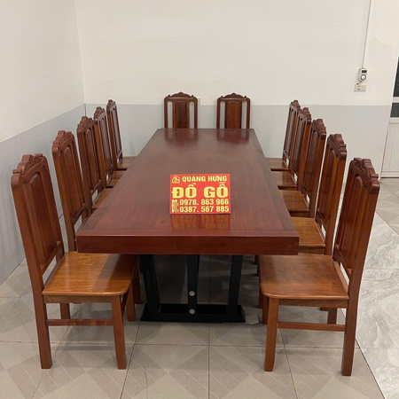 Bộ bàn dài mặt gỗ dày 16cm