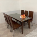 Bộ bàn ăn gỗ sồi ghế lưng cao