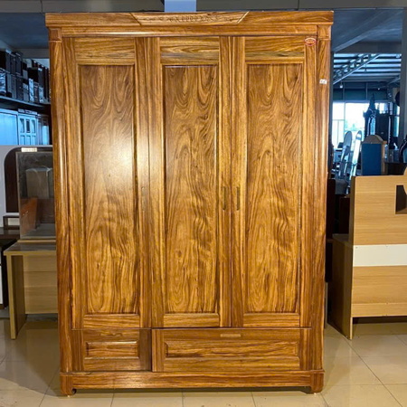 Tủ gỗ 3 buồng hương xám