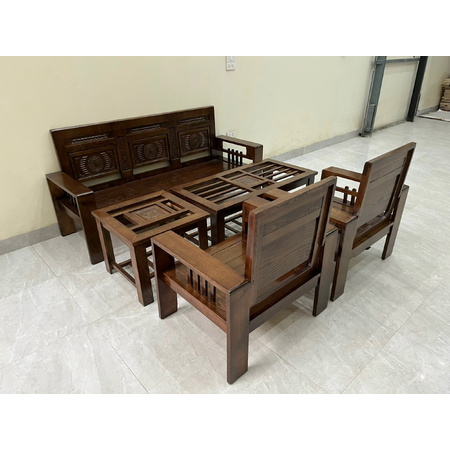 Bộ bàn ghế sồi nhỏ màu óc chó