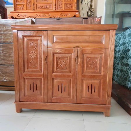 Tủ giày dép gỗ sồi 3 cánh hoa
