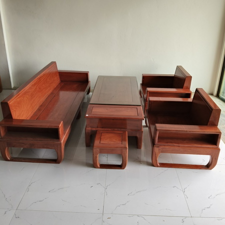 Bộ bàn ghế sofa góc chữ L đóng hộp gỗ hương đá