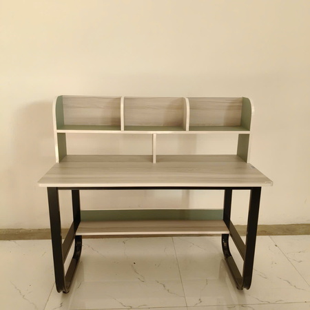 Bàn làm việc chân sắt màu ghi xám