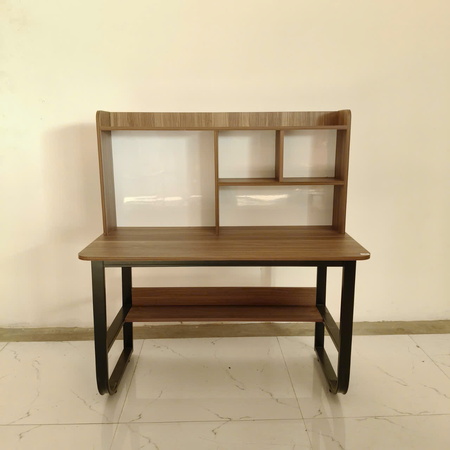 Bàn học sinh giá sách trắng