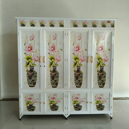 Tủ nhôm 4 buồng- Hoa 3D