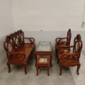 Bộ bàn ghế nhỏ gỗ gõ mặt khảm