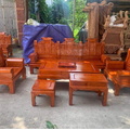 Bộ bàn ghế cuốn thư gỗ hương đá