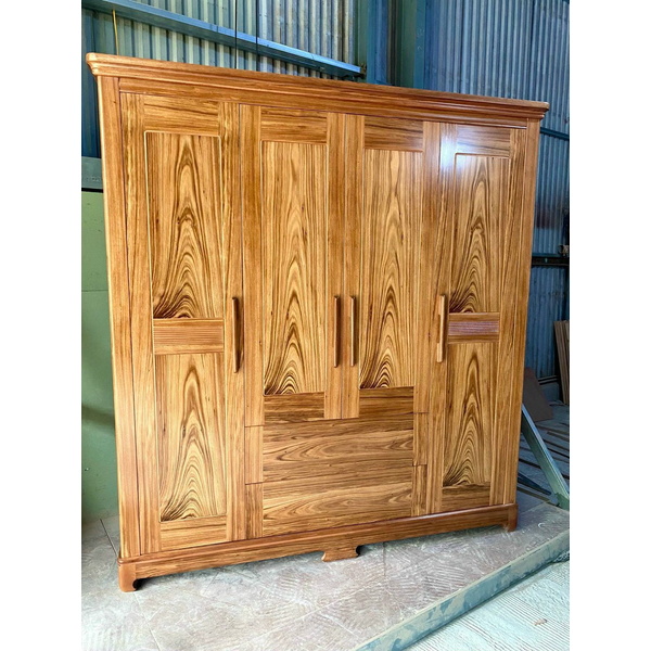 Tủ gỗ hương xám 4 buồng có ngăn kéo