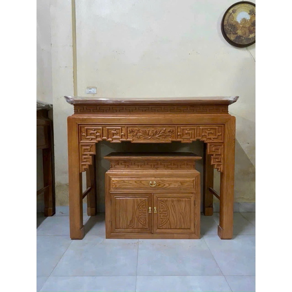 Bàn thờ sồi màu hoa sen 127