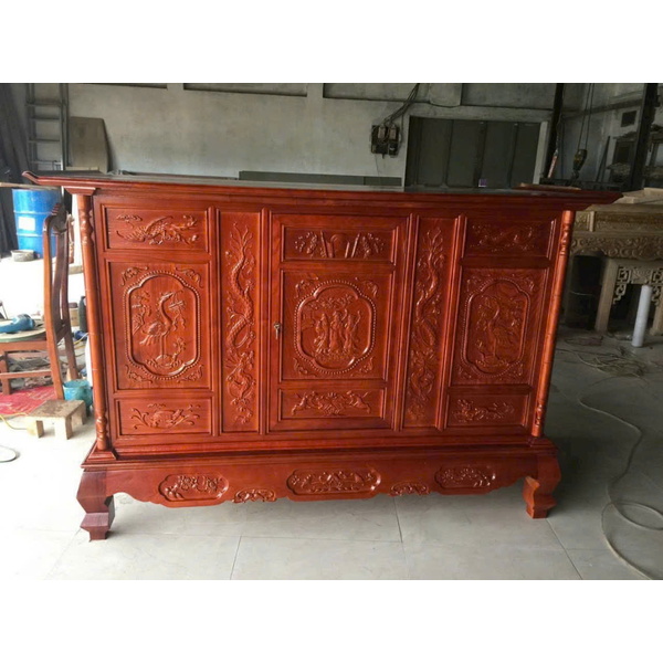 Tủ thờ hương đỏ- Đôi hạc 155