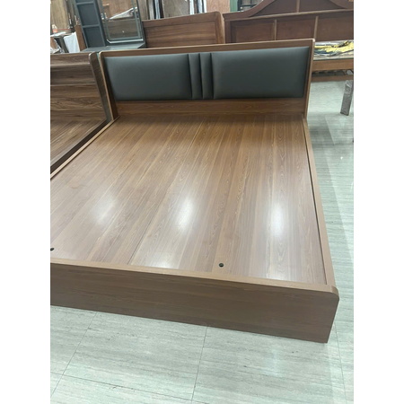 Giường óc chó đầu bọc đệm da 2 ô