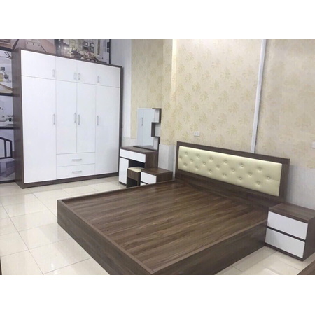 Giường óc chó ngăn kéo bọc đệm đầu