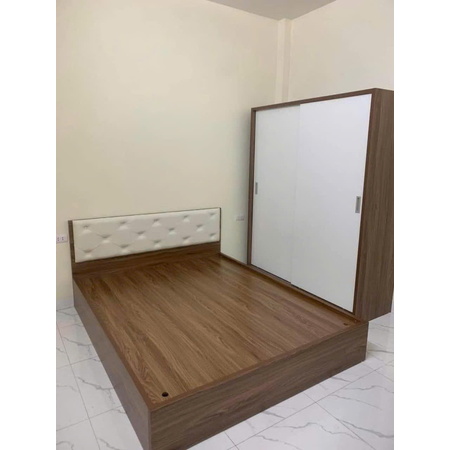 Giường óc chó bọc đệm đầu không ngăn kéo