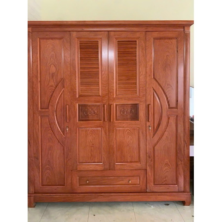 Tủ gỗ hương đá 4 buồng đục