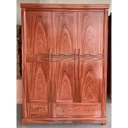 Tủ gỗ hương đá 3 buồng sóng