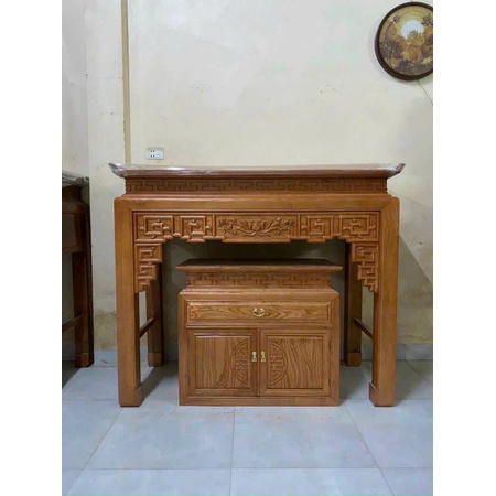 Bàn thờ sồi màu- Hoa sen 127