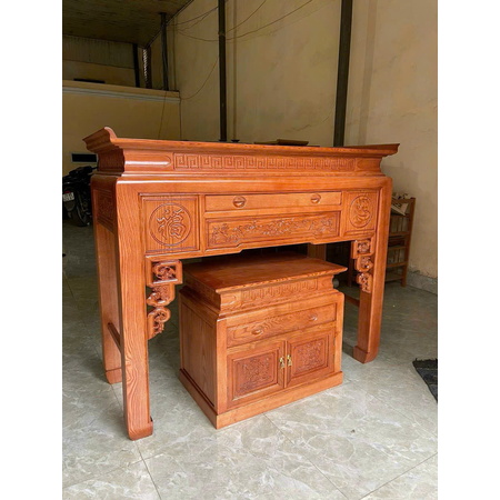 Bàn thờ sồi màu- chữ Phúc Lộc 127