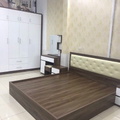 Giường óc chó ngăn kéo bọc đệm đầu