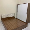 Giường óc chó bọc đệm đầu không ngăn kéo