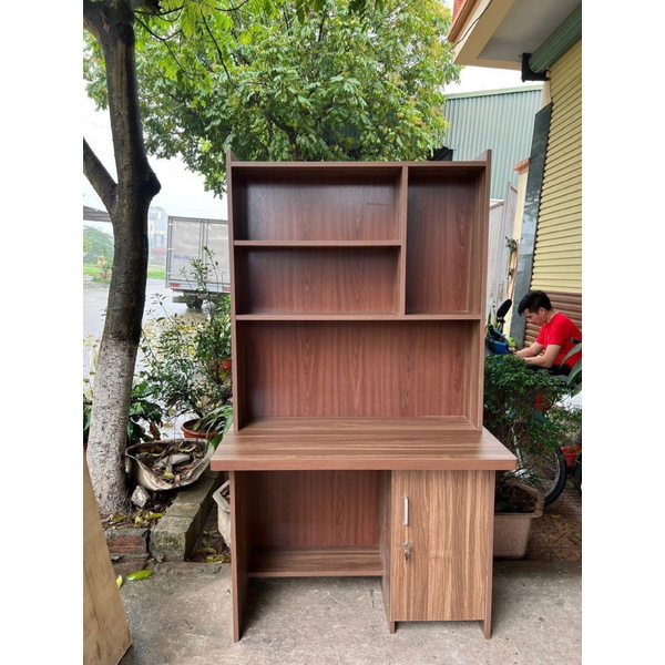Bàn học giá sách cao màu lát 1m4