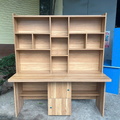 Bàn học đôi màu vân gỗ giá sách cao 1m6