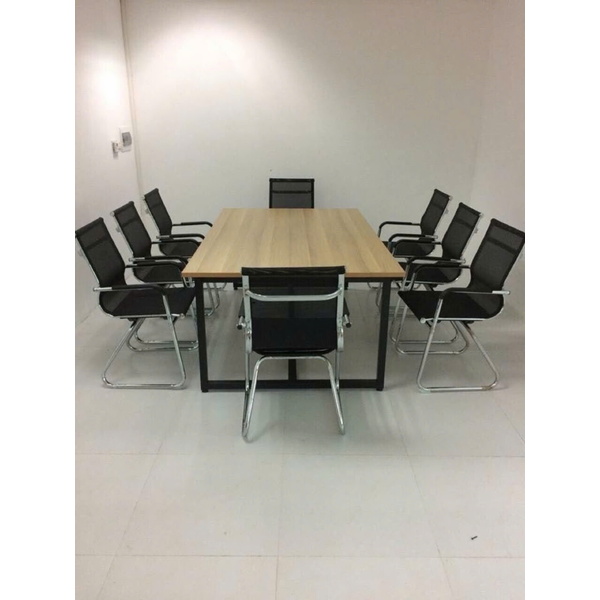 Bàn phòng họp chân sắt m8, mặt gỗ MDF