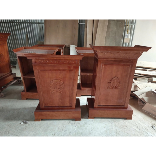Bục phát biểu+ bục tượng Bác gỗ sồi