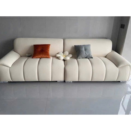 Sofa băng sọc dọc- vải bố màu be sữa