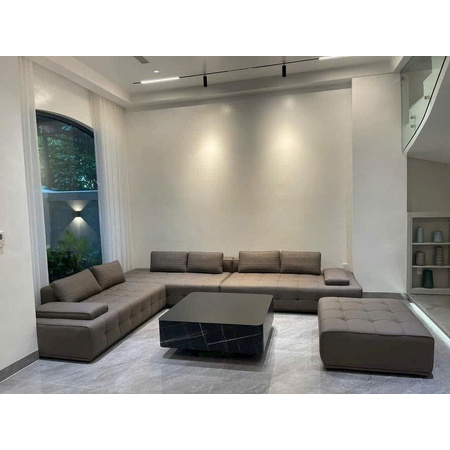 Bộ Sofa da lộn màu ghi xám 2m4 3 văng